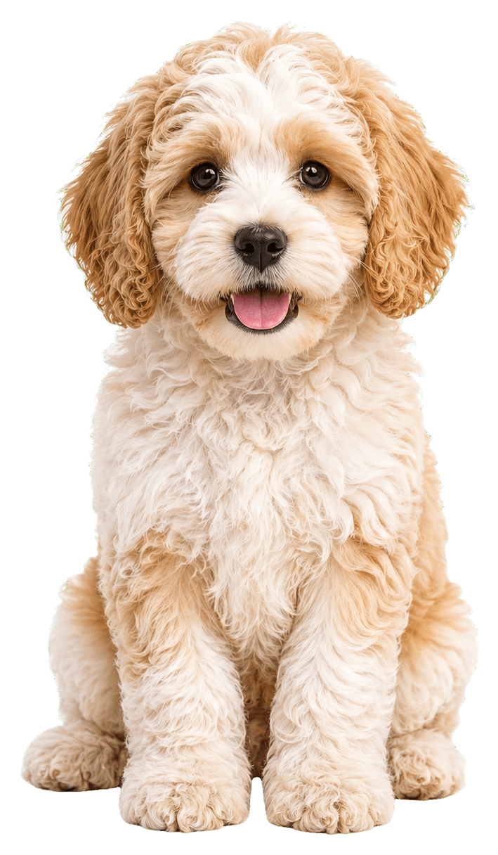 Transparent MeadowNest Cavapoo puppy hero cutout